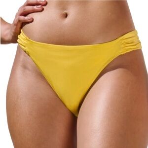 VICTORIA’S SECRET Very Sexy Yellow Satin Shimmer Ruched Side Bikini Bottom M